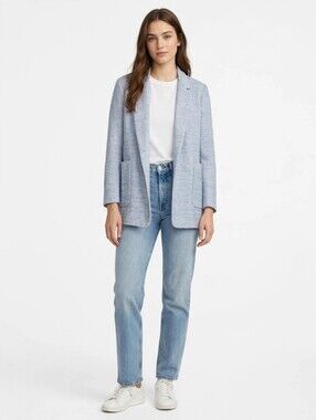 Zara Light Blue Women's Knit Blazer Jacket
